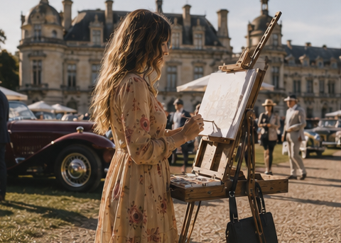 live painting at car show in chantilly france